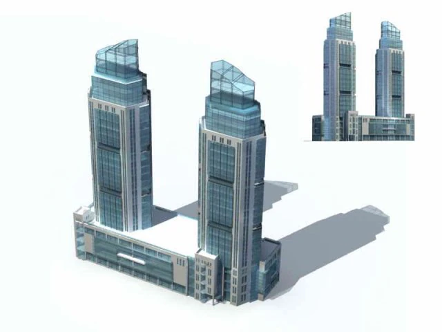 large city commercial street office building design - 251 3D Model .c4d .max .obj .3ds .fbx .stl .blend