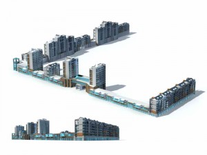 large city commercial street office building design - 255 3D Model