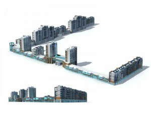 बड़े शहर की वाणिज्यिक सड़क कार्यालय भवन डिजाइन - 255 3D मॉडल