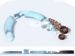 ontwerp van een groot commercieel straatkantoorgebouw in de stad - 260 3D Model