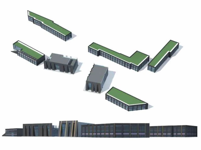 large city commercial street office building design - 263 3D Model .c4d .max .obj .3ds .fbx .stl .blend 
