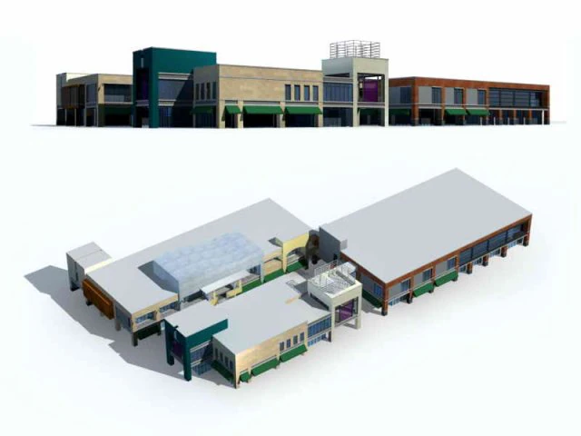 large city commercial street office building design - 264 3D Model .c4d .max .obj .3ds .fbx .stl .blend 