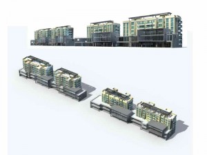 large city commercial street office building design - 266 Model 3D