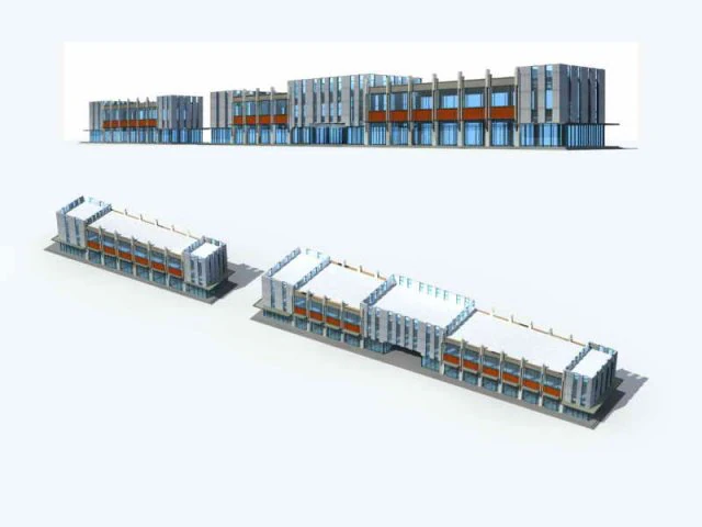large city commercial street office building design - 267 3D Model .c4d .max .obj .3ds .fbx .stl .blend 