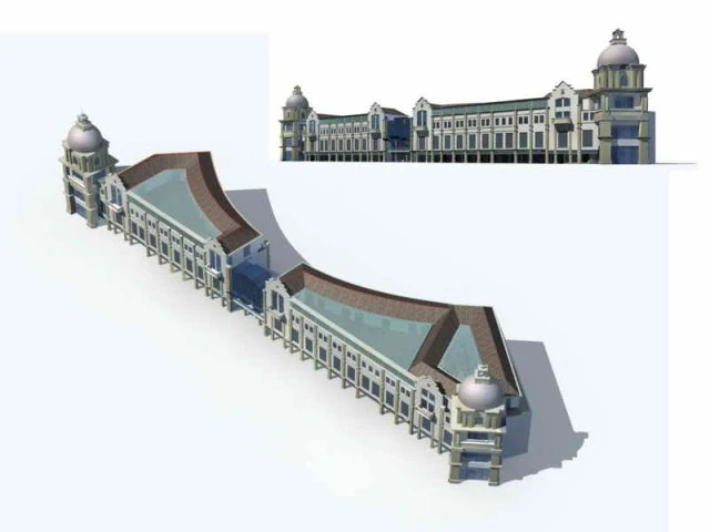 projeto de edif&iacute;cio de escrit&oacute;rios comerciais em ruas de grandes cidades - 271 Modelo 3D .c4d .max .obj .3ds .fbx .stl .blend 