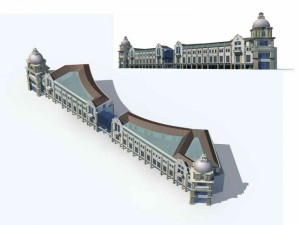 large city commercial street office building design - 271 Modèle 3D