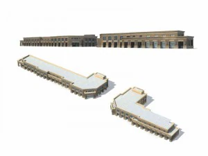 ontwerp van een groot commercieel straatkantoorgebouw in de stad - 287 3D Model