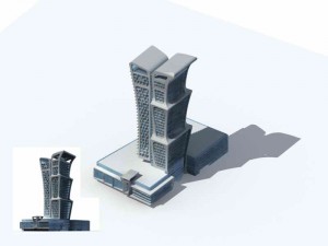 large city commercial street office building design - 1270 3D Model