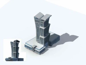 대도시 상업 거리 사무실 건물 디자인 - 1270 3D 모델