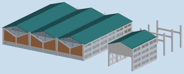 factory building 048 3D 模型 .c4d .max .obj .3ds .fbx .stl .blend 