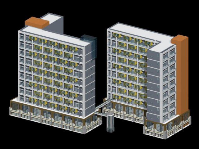 school building 011 3D 模型 .c4d .max .obj .3ds .fbx .stl .blend 