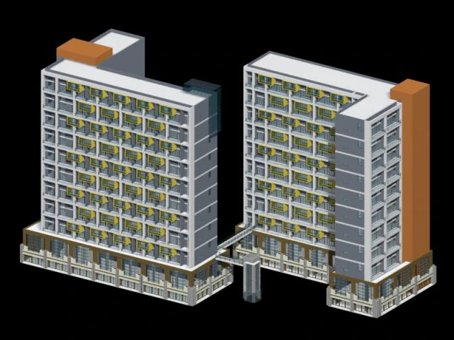 school building 011 3D Model .c4d .max .obj .3ds .fbx .stl .blend