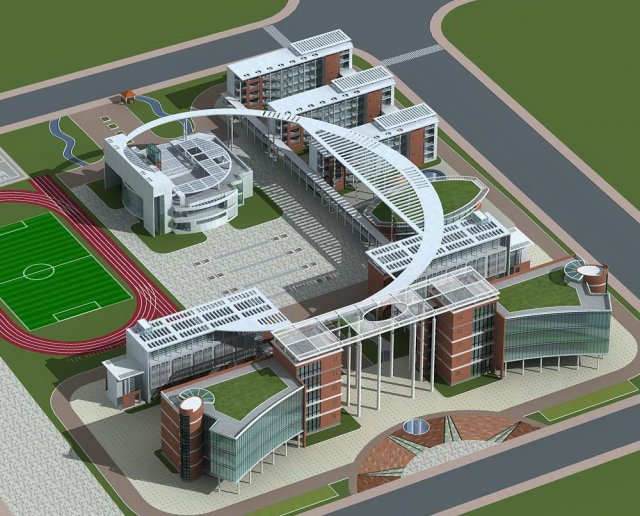 school building 018 3D Модель .c4d .max .obj .3ds .fbx .stl .blend 