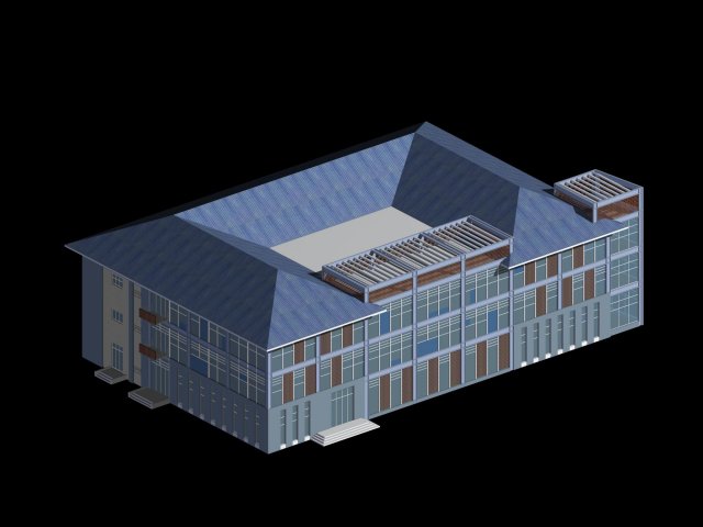 school building 019 3D 模型 .c4d .max .obj .3ds .fbx .stl .blend 