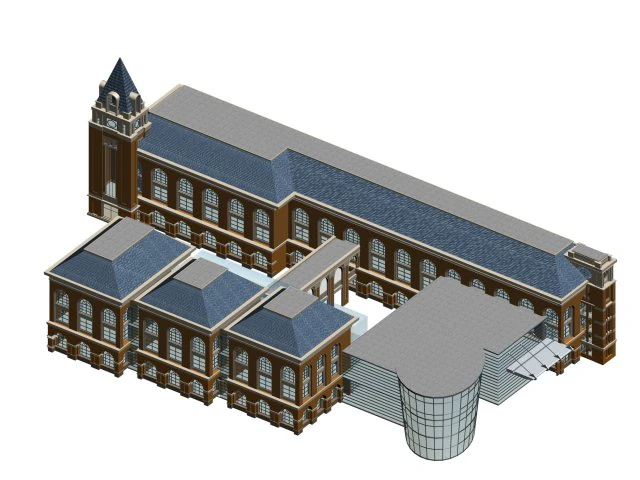 school building 027 3D Model .c4d .max .obj .3ds .fbx .stl .blend 