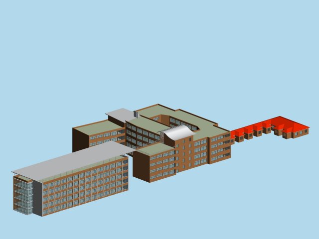 school building 033 3D Модель .c4d .max .obj .3ds .fbx .stl .blend