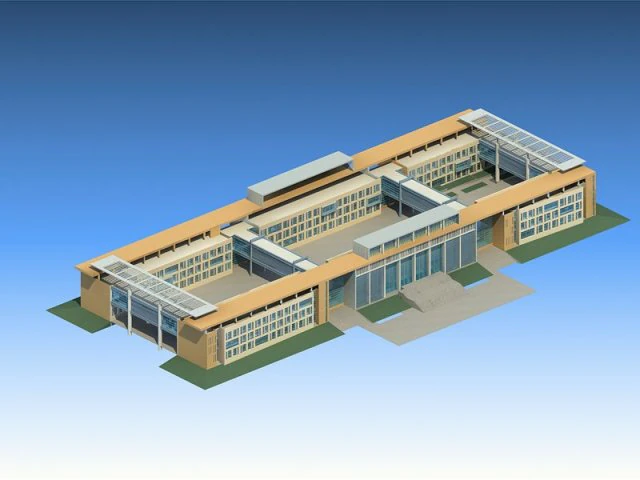 school building 057 3D Model .c4d .max .obj .3ds .fbx .stl .blend 