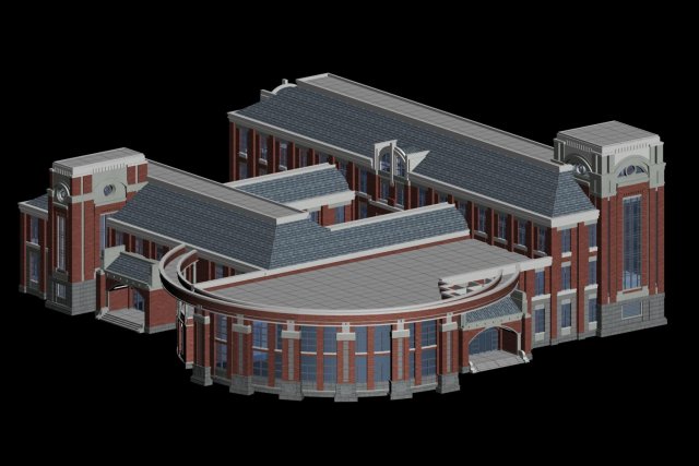 school building 060 Model 3D .c4d .max .obj .3ds .fbx .stl .blend 
