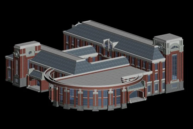 school building 060 3D Model .c4d .max .obj .3ds .fbx .stl .blend 