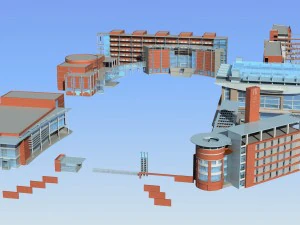 school building 088 3D Model