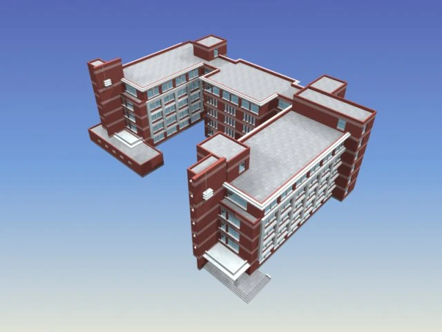 school building 102 3D Model .c4d .max .obj .3ds .fbx .stl .blend 