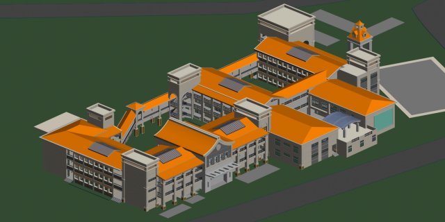 school building 115 3D Модель .c4d .max .obj .3ds .fbx .stl .blend 