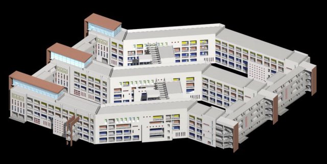 school building 121 3D Model .c4d .max .obj .3ds .fbx .stl .blend 