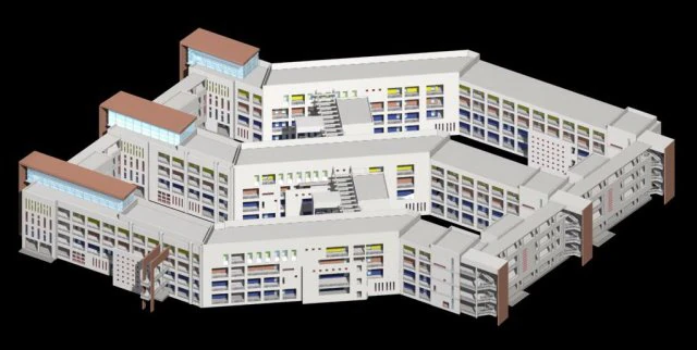 school building 121 3D Model .c4d .max .obj .3ds .fbx .stl .blend 