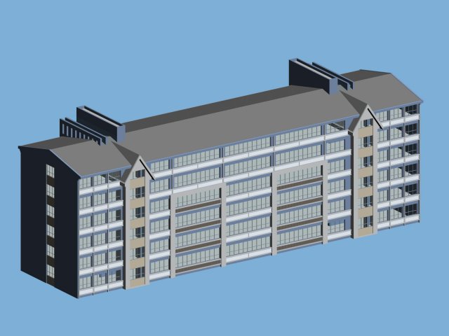 school building 125 3D Модель .c4d .max .obj .3ds .fbx .stl .blend 