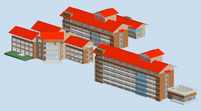 school building 129 Modello 3D .c4d .max .obj .3ds .fbx .stl .blend 