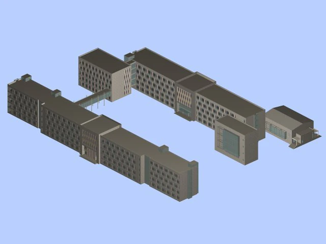school building 132 3D Model .c4d .max .obj .3ds .fbx .stl .blend