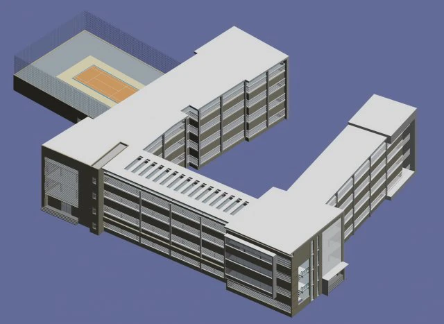 school building 135 3D Model .c4d .max .obj .3ds .fbx .stl .blend 