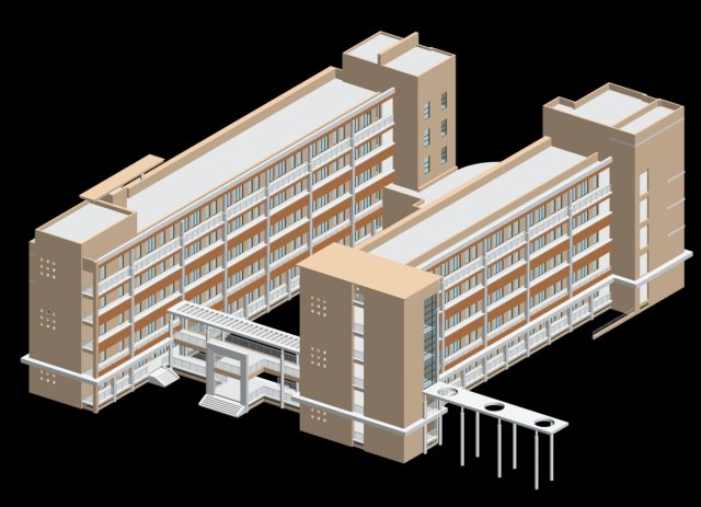school building 150 3Dモデル .c4d .max .obj .3ds .fbx .stl .blend 