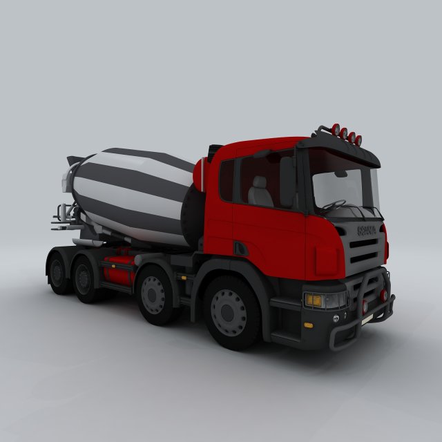 vehicle - mixer car 3D 模型 .c4d .max .obj .3ds .fbx .stl .blend