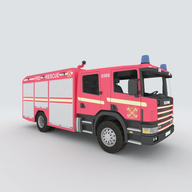 vehicles - fire truck Model 3D .c4d .max .obj .3ds .fbx .stl .blend 