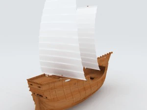 vehicles - wooden sailboat 3D Model