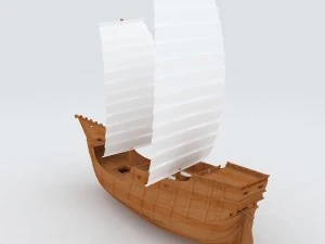 vehicles - wooden sailboat 3D Model