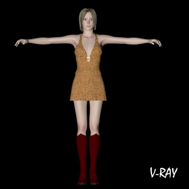 lady in red 3D Model .c4d .max .obj .3ds .fbx .stl .blend 