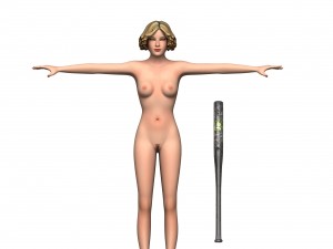 girl with a baseball bat 3D Model