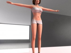 girl with a baseball bat 3D Model
