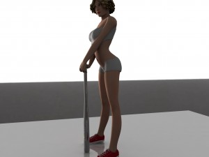 girl with a baseball bat 3D Model