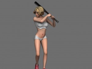 girl with a baseball bat 3D Model