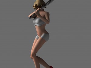 girl with a baseball bat 3D Model