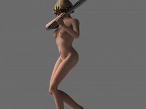 girl with a baseball bat 3D Model