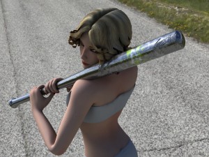 girl with a baseball bat 3D Model
