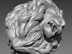 a cabe&ccedil;a de um modelo de impress&atilde;o 3D de le&atilde;o Modelo de Impressão 3D