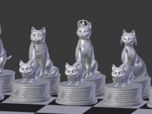 chess cats 3d print model 3Dプリントモデル