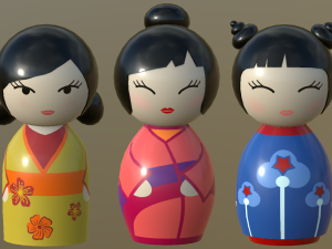 kokeshi japanese doll 3 3Dモデル