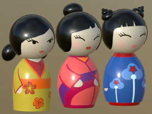 kokeshi japanese doll 3 3D Model