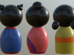 kokeshi japanese doll 3 3D Model